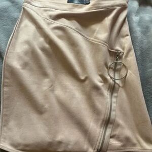 Missguided A-line vegan suede skirt pale pink Size 4